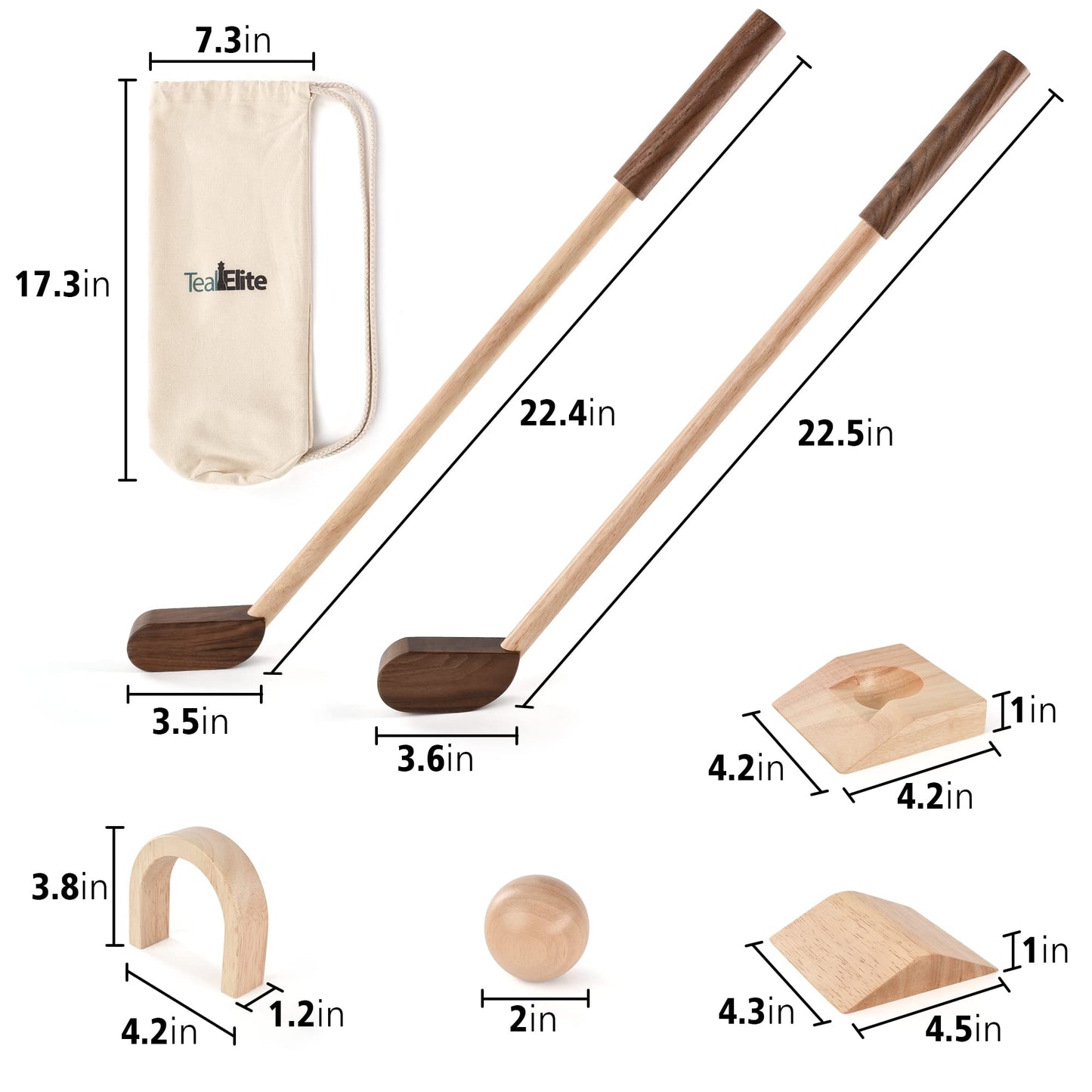 Teal Elite Kids Golf Set – Mini Golf Toy For Indoor And Outdoor Play – Toddler Set Includes 2 Clubs, 2 Balls, Holes, And Obstacles – Premium Natural Wood – Ideal Gift For Boys And Girls Age 3 4 5