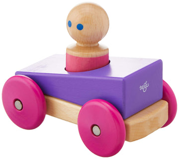 3 Piece Tegu Magnetic Racer Building Block Set, Purple