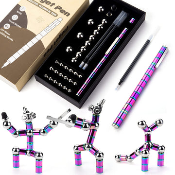 Juboury Fidget Pen, Decompression Magnetic Metal Pen, Fidget Toy Multifunctional Deformable Magnet Writing Pen Novel Toy Gift For Adults Teen Boys Or Girls