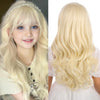 Wavelnm Kids Blonde Wigs Light Blonde Wavy Curly Child Wig Long Wavy Wig For Girls Blonde Wig With Bangs Synthetic Wig With Wig