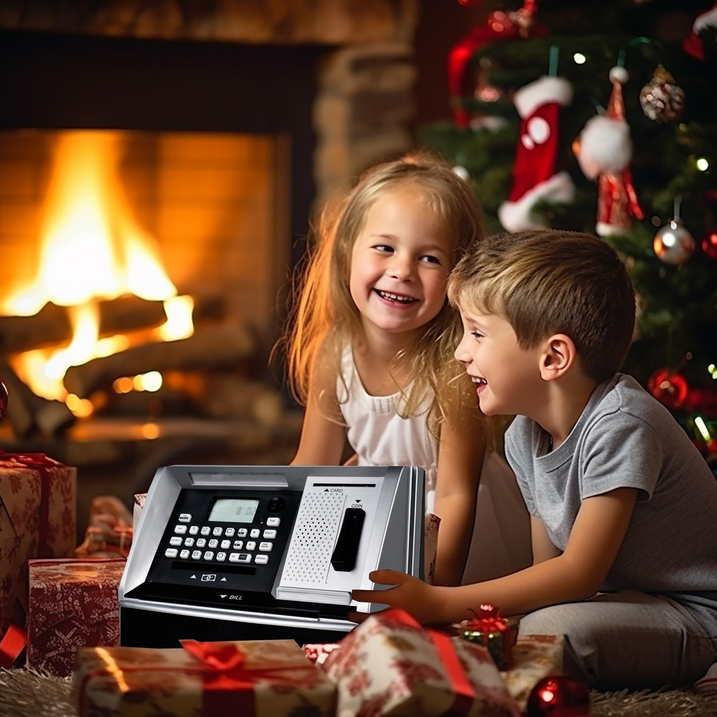 Atmbnk Electronic Piggy Bank For Girls And Boys - Count, Learn, And Achieve Financial Goals With This Cute And Secure Toy Bank For Kids Ages 6-12! (Black/Silver)