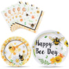 Wernnsai Bee Party Plates And Napkins - 48 Pcs Happy Bee Day Party Supplies For Kids Honey Bee Party Tableware Set Dinner Dessert Cake Plates Lunch Napkins Serves 16 Guests