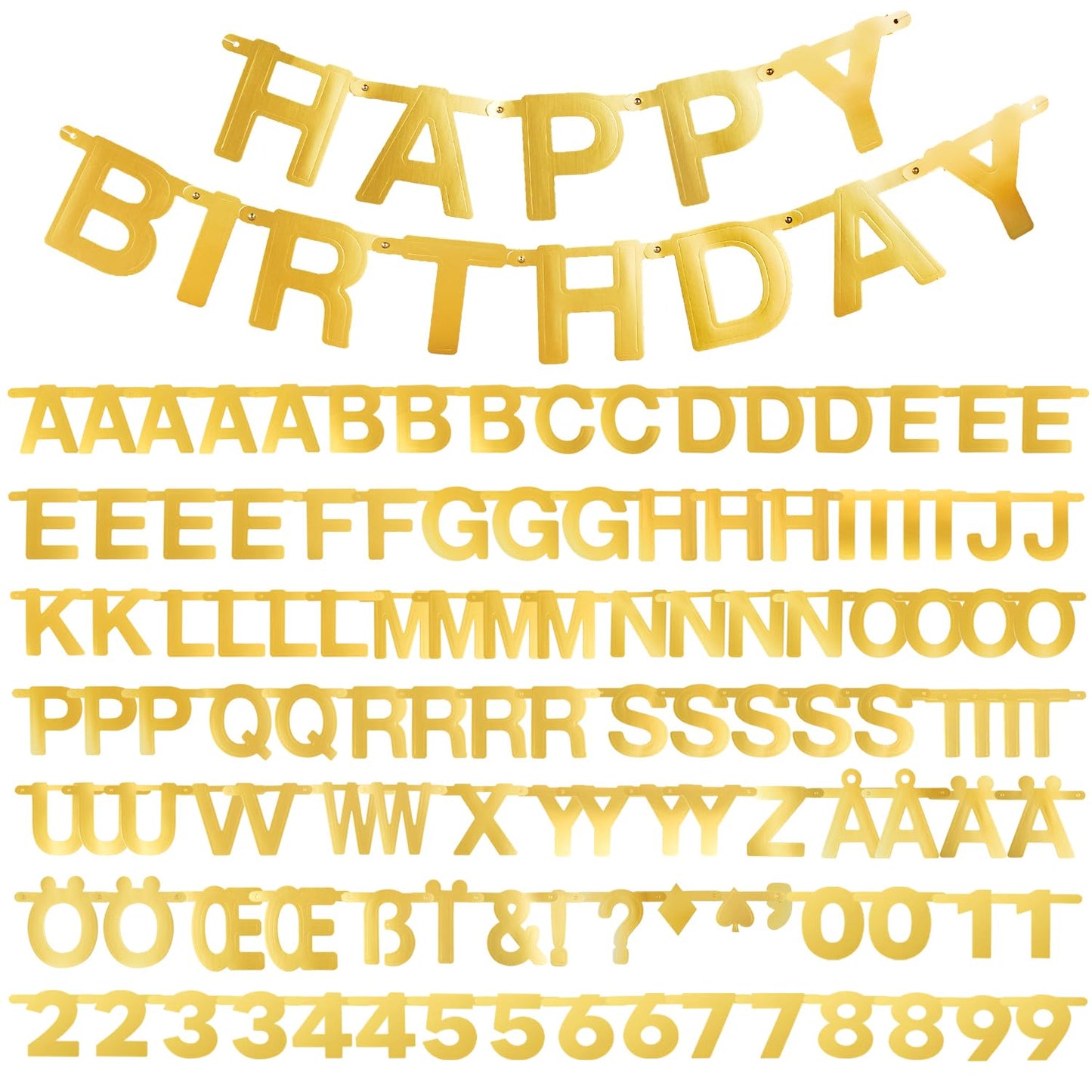 Sunbeauty 146 Pcs Gold Diy Make Your Own Banner Customizable Letters Symbols Banner For Birthday Wedding Happy New Year Baby Sho