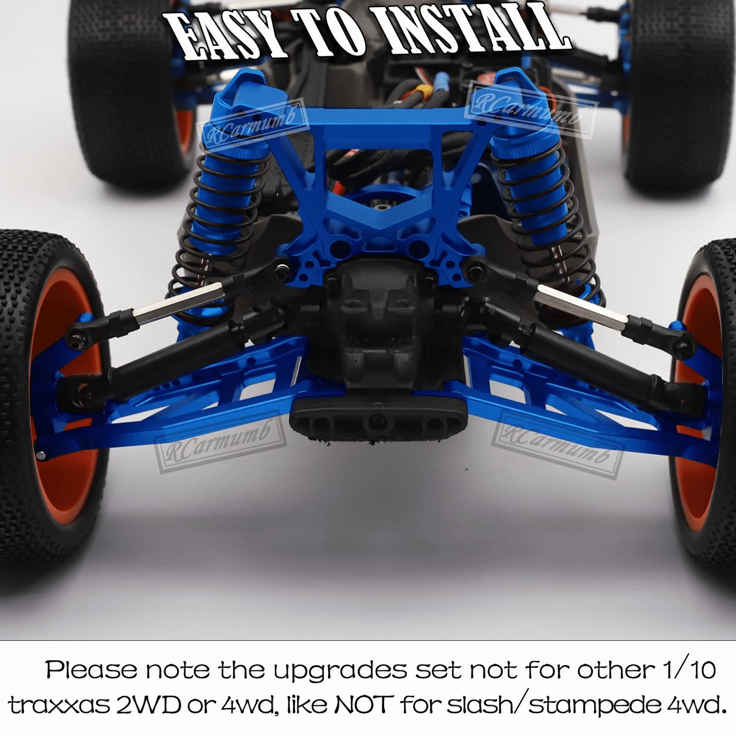 Rcarmumb Upgrades Part for 1/10 Rustler 4x4 VXL/Rustler 4x4,Alloy Shock Tower Set, Front Rear Suspension Arm,Steering Blocks,Cas