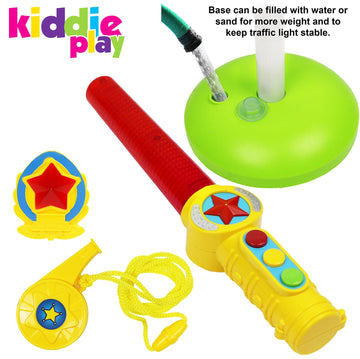 Kiddie Play Traffic Light Toy for Kids - Medium Yellow Plastic with Lights & Sounds, Model KT-9027