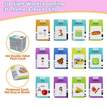 Spanish & English 510 Words Alphabet Bilingual Talking Flash Cards For 3-8 Years Toddlers, Pocket Speech Buddy Therapy Autism To