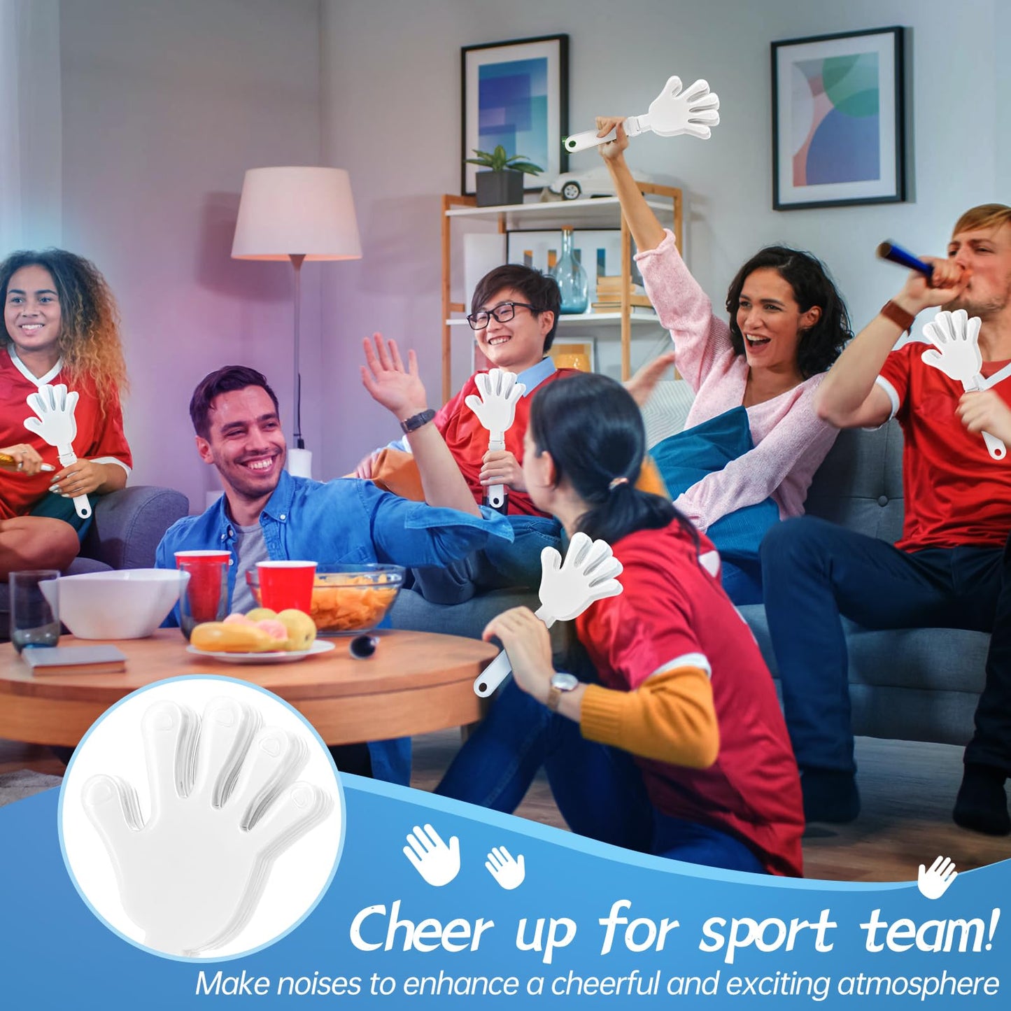 Zcysrlqin 12 Pcs White Hand Clappers 7.5 Inch Clappers Noisemakers Noise Makers Party Favors Plastic Party Clapper For Sporting