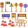 iplusmile Kids Traffic Signs Playset: 30pcs Street Traffic Cone Barricade Signs Crosswalk Signal Educational Mini Toys for Boys