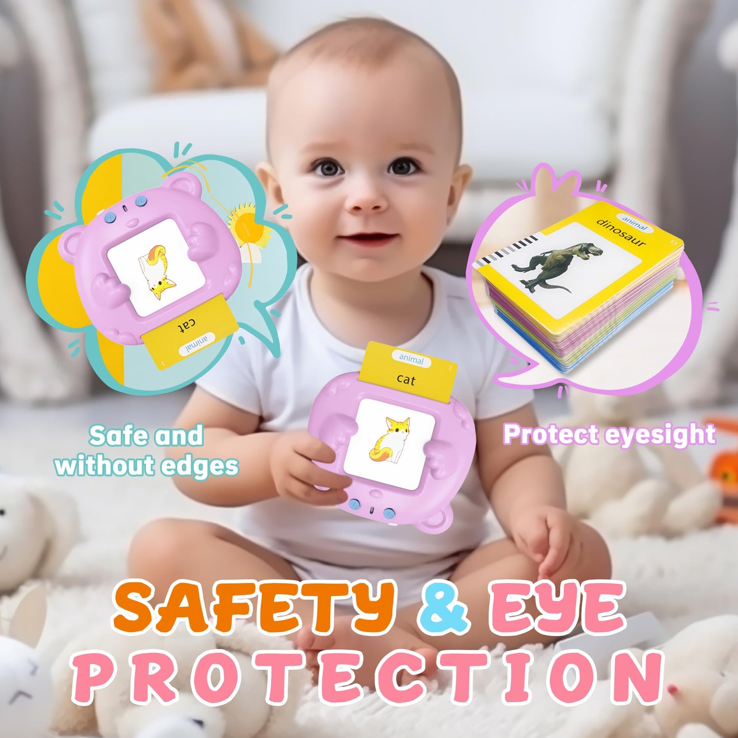 Toddlers Talking Flash Cards, Baby Learning Cards with 224 Sight Words, Educational Gifts for Toddler 3-12 Year Old Boys and Gir