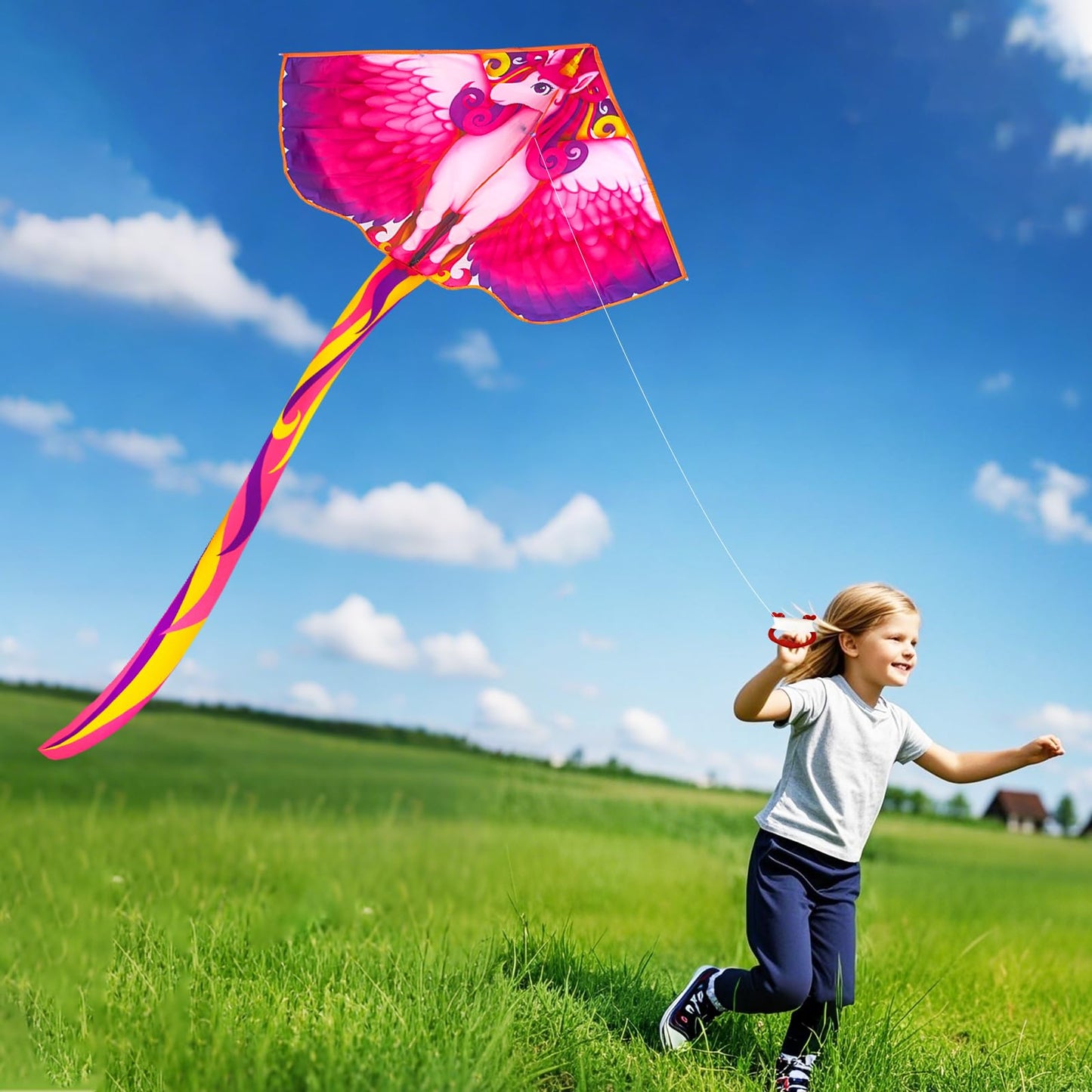 YongnKids Unicorn Kite for Kids Age 4-8 8-12, Large Kites for Adults Easy to Fly with 328ft Kite String,Perfect Beginner Kites f