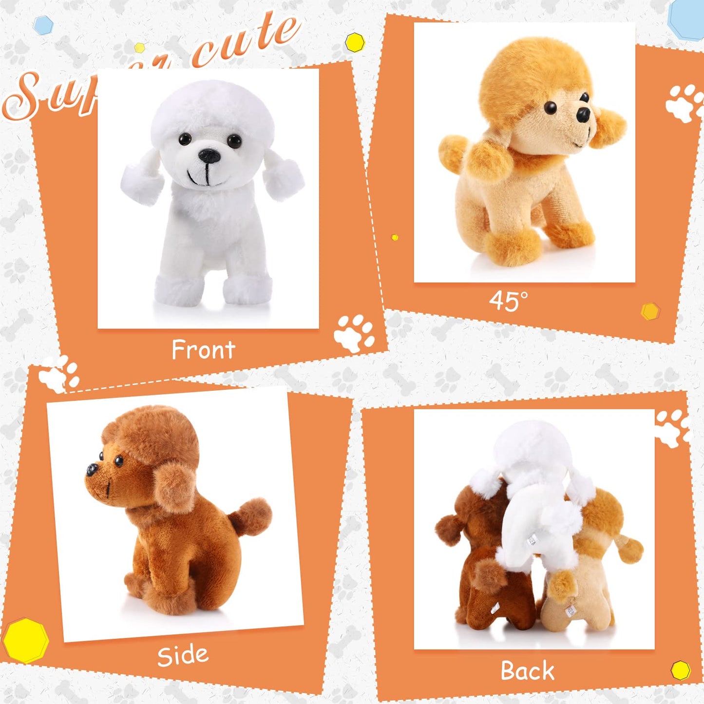 Sumind 9 Pcs Valentine Mini Plush Dog Stuffed Animals Bulk Dog Plush Party Favors Small Soft Plush Dog Toy For Easter Goodie Bag Fillers Baby Show Birthday(Poodle Puppy)