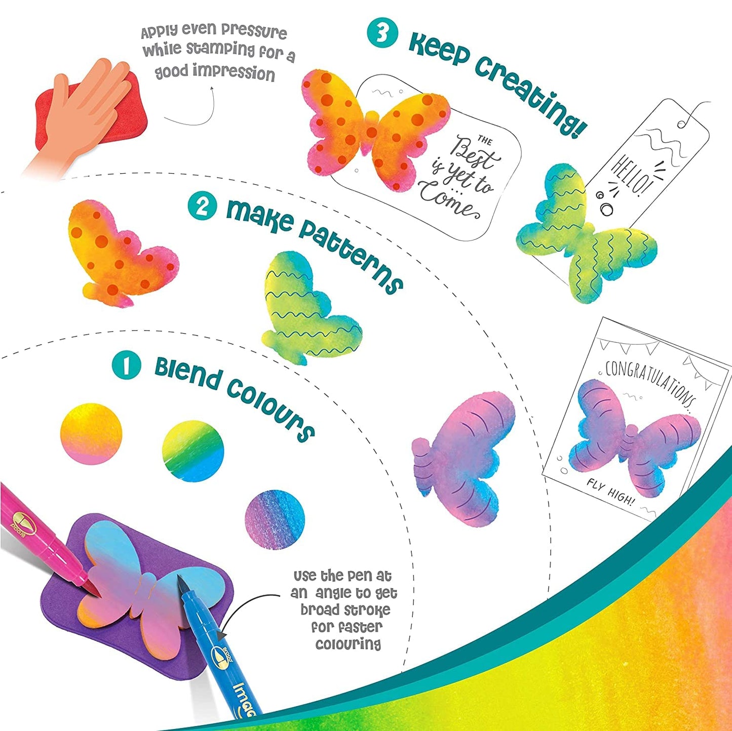 Imagimake Stamp Art - Garden - Stamps for Kids with Easy Blending Pens | Arts and Crafts for Kids Ages 3-5 | 3 to 5 Year Old Gir