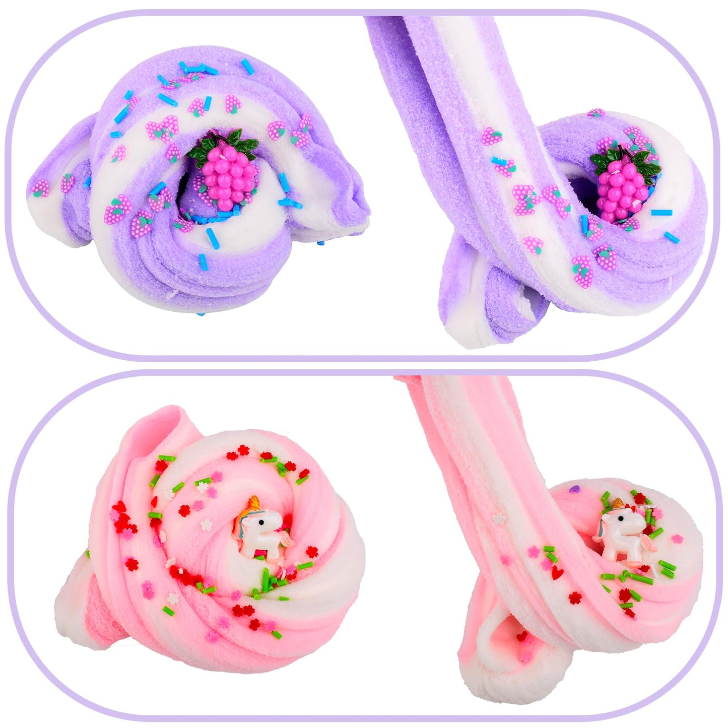 12 Pack Cloud Slime Kit, With Cute Slime Charms Two-Toned Colorful Slime, Scented Diy Slime Supplies For Girls And Boys, Stress