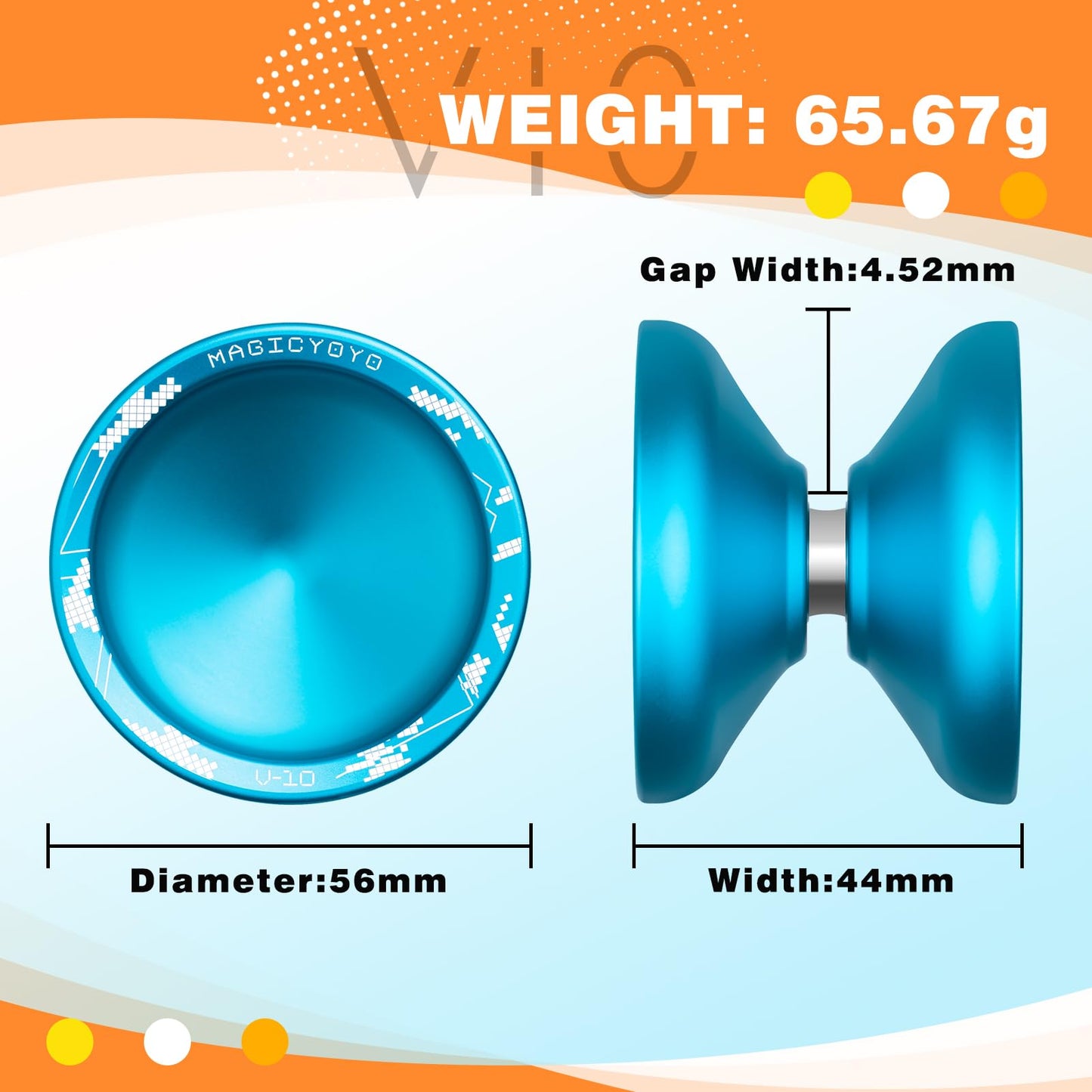 Magicyoyo V10 Unresponsive Yoyo Professional Finger Spin Yoyo With 12 Yoyo Strings, Yoyo Case, Yoyo Glove-Blue