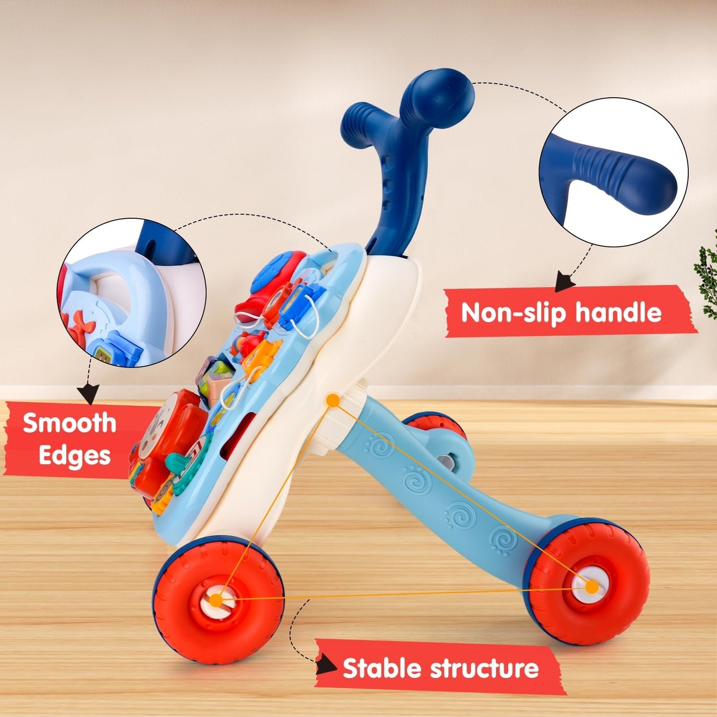 Auntyfey Baby Walker, 3 In 1 Push Walker Baby, Baby Walkers For Girls Boys, Baby Walking Toy For 1 Year Old Learning To Walk, Si