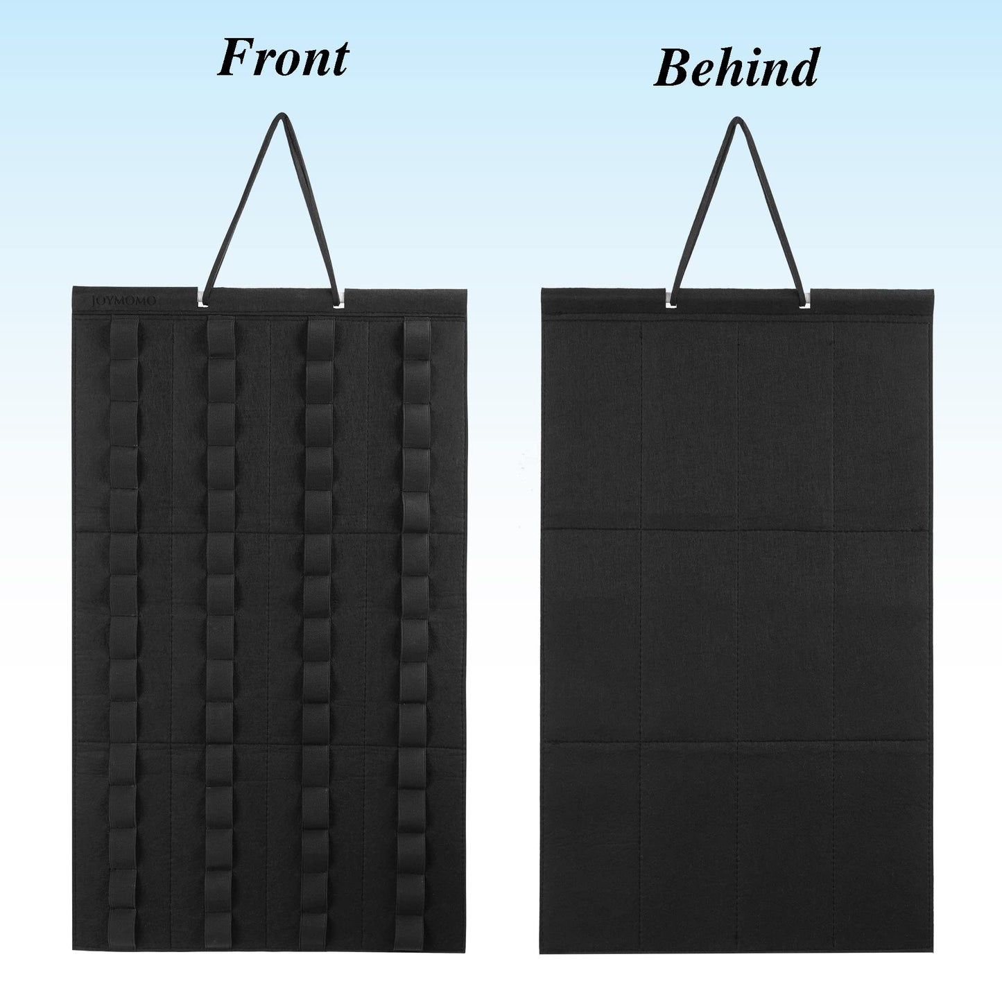 Joymomo Hanging Storage Organizer For Toy Cars Felt Display Case Hold Up 60 Toy Cars (Without Accessories)(Black)