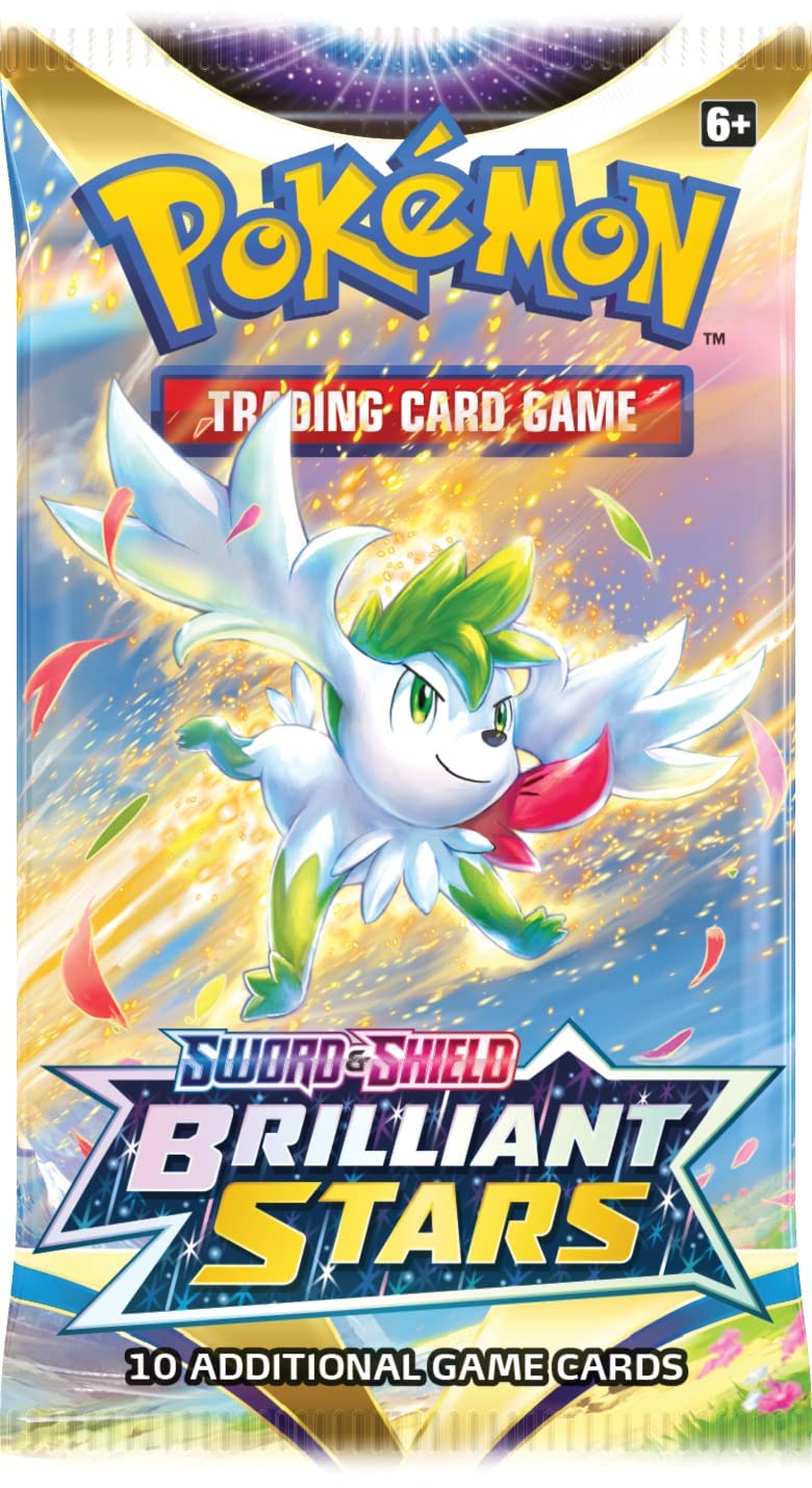 Pokémon Sword & Shield Brilliant Stars Booster Pack - Multicolor, Cardstock, 5.35x3.07x4.88 inches, Model POK81996