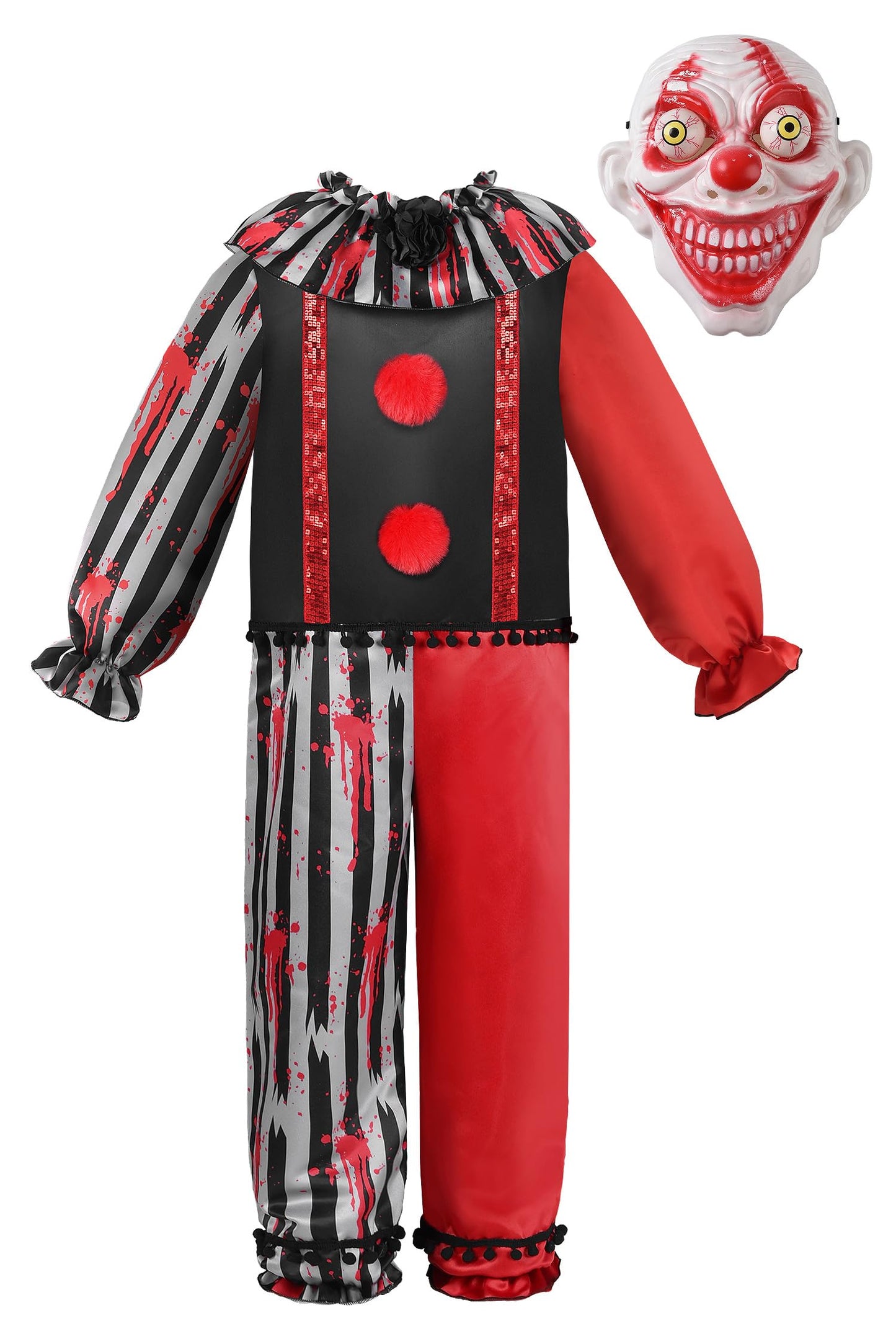 Relibeauty Killer Clown Costume Scary Clown Costume For Kids With Clown Mask 140