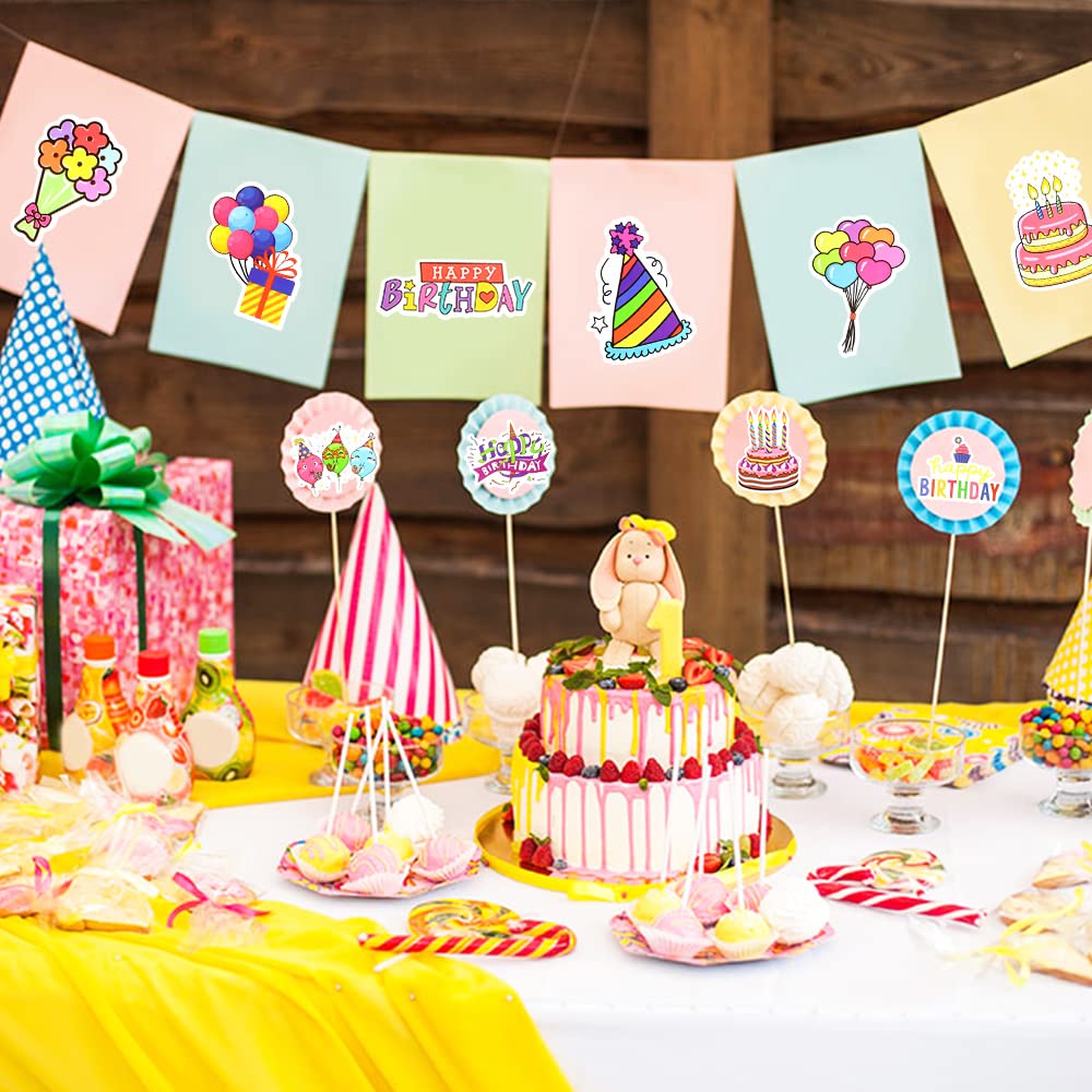 Susihi Birthday Stickers For Kids Classroom For Adults Birthday Stickers For Cards Scrapbooking Vinyl Party Stickers Pack(50 Pcs
