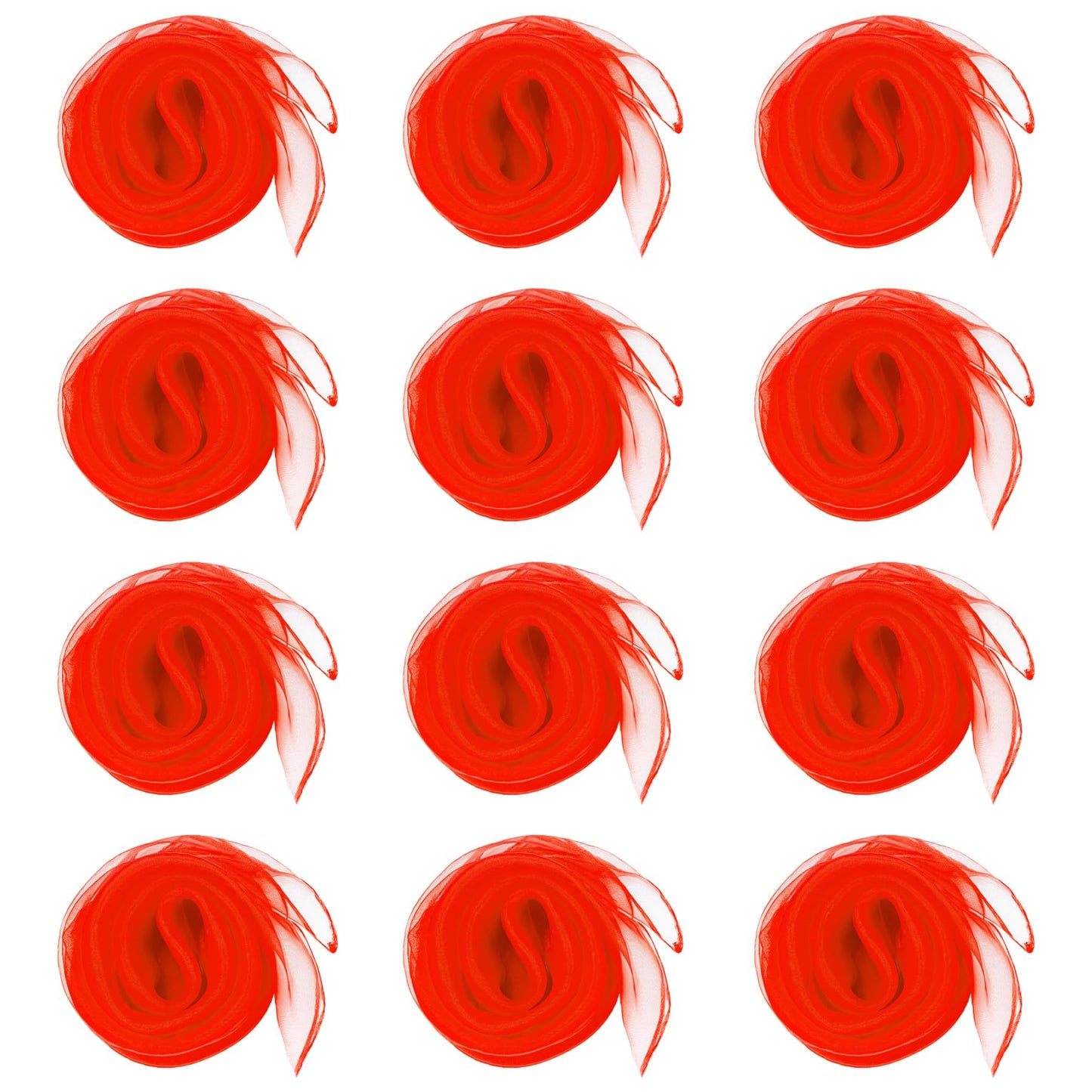 Jmkcoz 12Pcs Square Juggling Silk Dance Scarves Magic Tricks Performance Props Accessories Movement Scarves Rhythm Band Scarf 24 By 24 Inches (Red)
