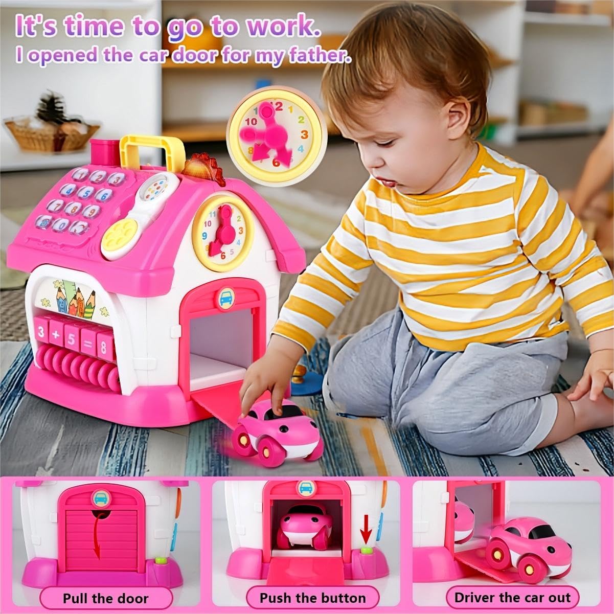 Okreview Toys For 1+ Year Old Girls - Montessori Musical Toys For Toddlers Age 1-2, 8-In-1 Multi-Functional House Toys With Sound, Lights, Music, Great Gifts For 1+ Year Old Girls Birthday Xmas