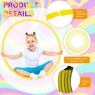 Shappy 6 Pcs Exercise Hoop Detachable Adjustable Plastic Toy Playground Toys Colored Hoop Circles For Teens Games Gymnastics Dog Agility Equipment Party Decor(24 Inch,Yellow)