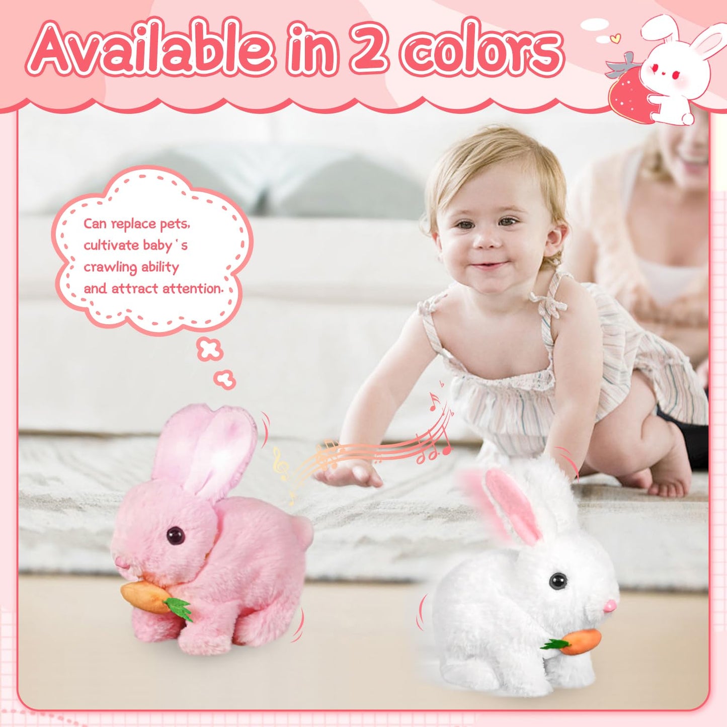 Easter Plush Interactive Realistic Bunny Robot, My Realistic Bunny Toy, Interactive Bunny Toys,Talking,Walking Twitching, and Sh