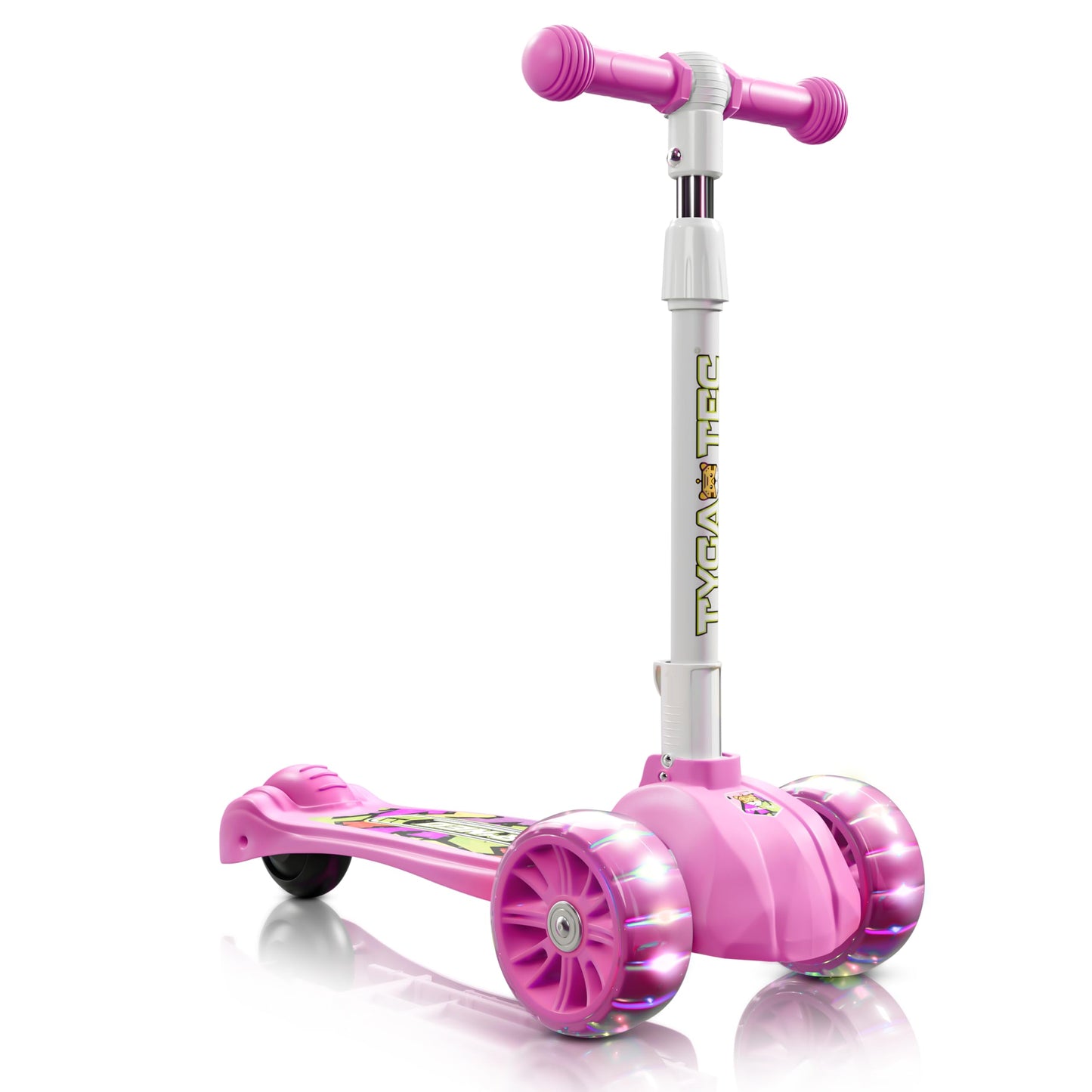 Tygatec 3 Wheel Kids Scooter For Year 5 To 14, Led Magic Wheels, Smart Kick Scooter With Fold-Able & Height Adjustable Handle Fo