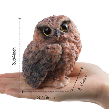 Taba Squishy Owl Kit - Handmade Realistic Silicone Big Animal Toys For Stress Relief (Brown)