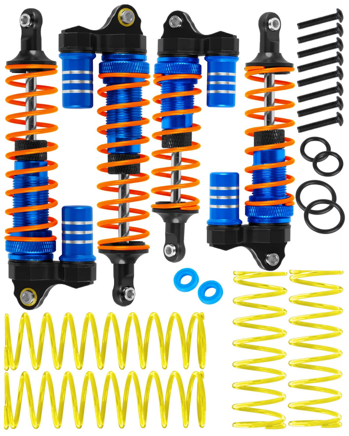 RCMYou RC Aluminum Front Rear Big Bore RC Shock Absorber Upgrades Part for 1/10 Slash,Stampede,Rustler,Hoss 2WD 4X4 VXL,Alloy 4P