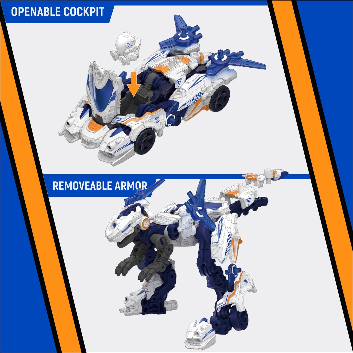 52Toys Beastdrive Wheel Raptor Deformation Toys Action Figure, Converting Toys In Vehicle And Beast, Perfect Birthday Party Gift