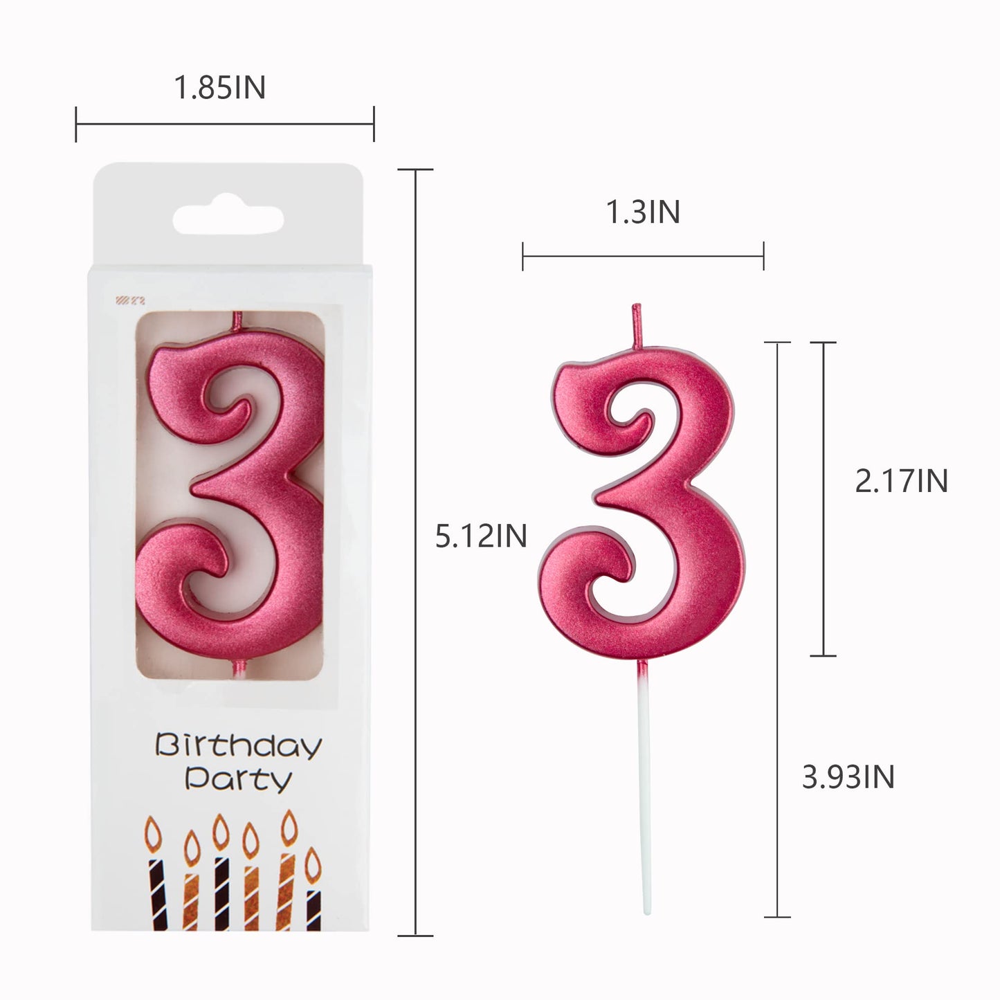 PHD CAKE Red Number Birthday Candles, 10-Count 0-9, Wax for Parties & Baby Showers