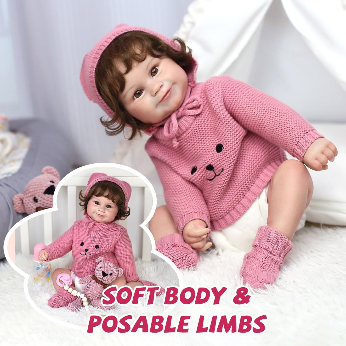 Reborn Baby Dolls 18 Inch Realistic Newborn Reborn Girl Baby Doll with Doll Clothes & Accessories Best Birthday Set for Girls Ag