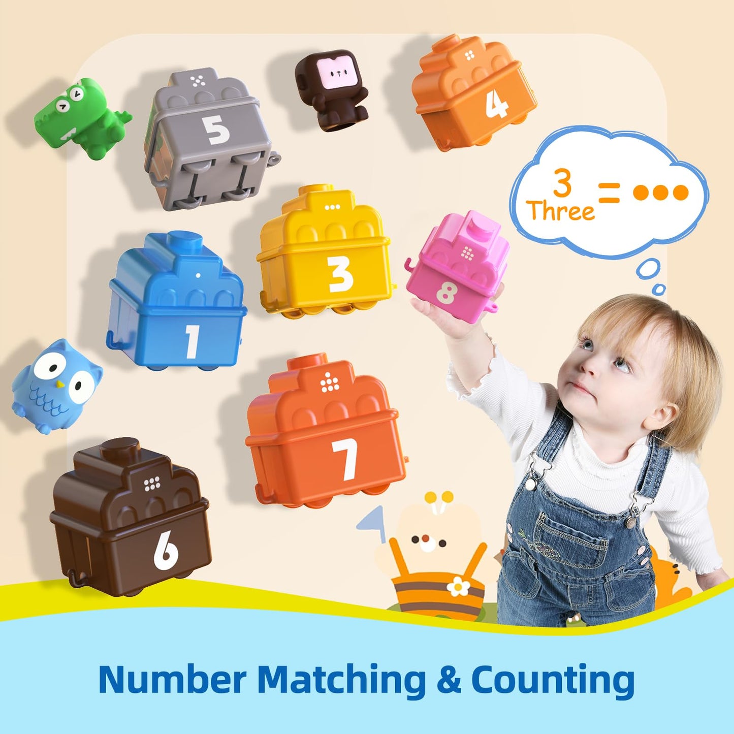 Learning Toy For Toddlers 2-4Years Old, Counting, Matching & Sorting Montessori Farm Train Toys Including 9 Animals And 1 Trainman Soft Rubber Car Toy Christmas Birthday Gift For Baby Boys Girls