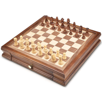 Amerous 12.8' X 12.8' Magnetic Wooden Chess Set With 2 Built-In Storage Drawers - 2 Bonus Extra Queens - Gift Packaging - Staunton Chess Pieces, Board Games Chess Sets For Adults And Kids