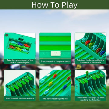 ODDPC Electronic Horse Race Board Game - 6-Horse Desktop Derby, Portable Green Family Party Entertainment with Screwdriver Included