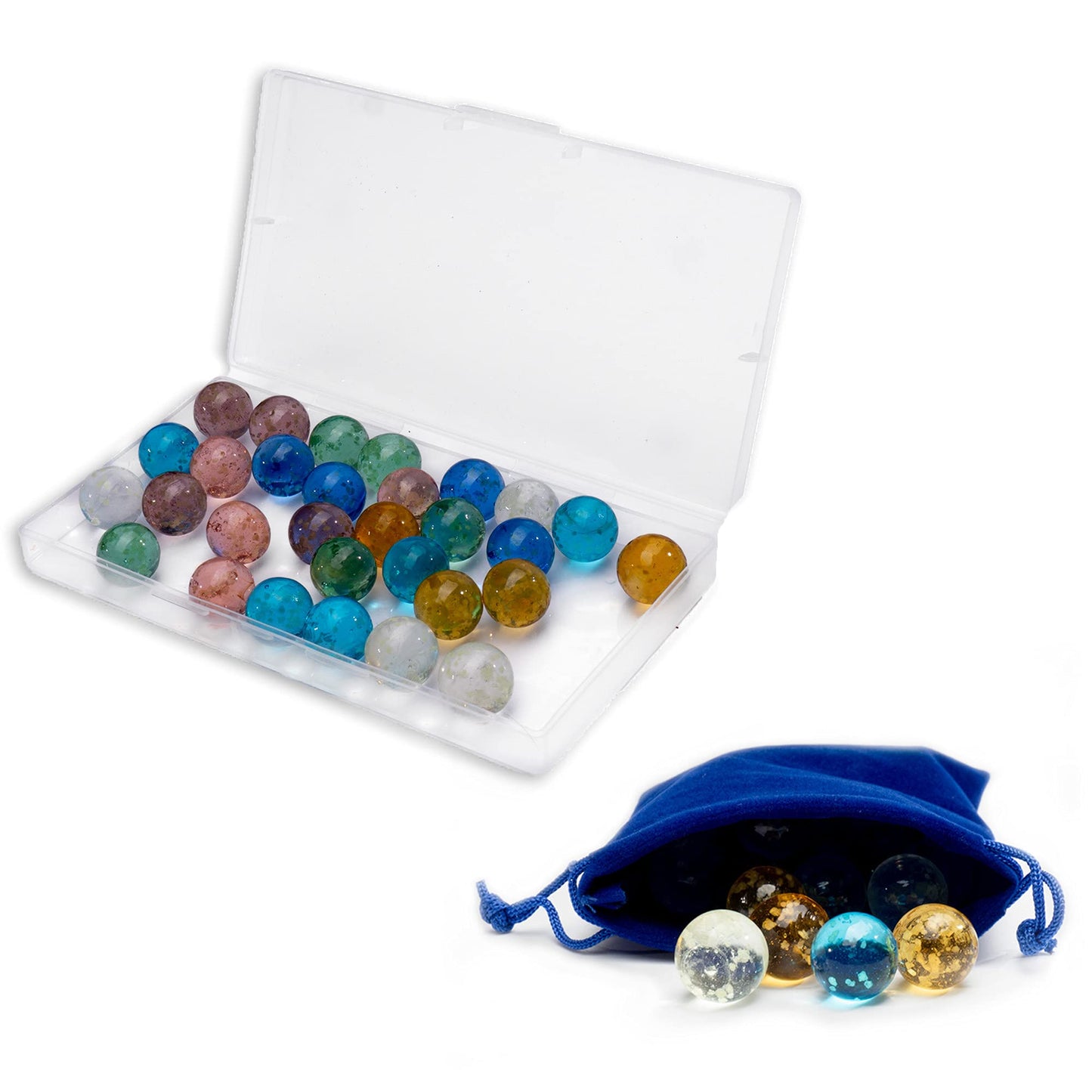 Glass Marbles For Kids Glow In The Dark Marbles , 16 Mm Marbles Shooters Games Bag Of Chinese Checkers Colored Glass Marbles Bul