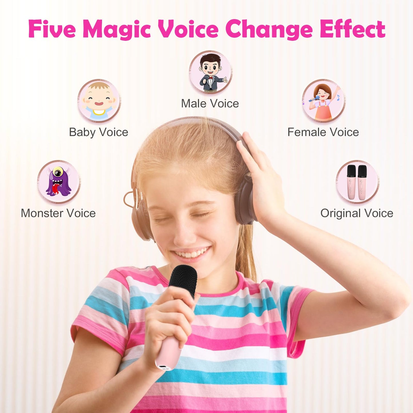 Mini Karaoke Machine For Kids Adults,Portable Bluetooth Karaoke Speaker For Adults Kids With 2 Microphones For 6 7 8 9 10 11 12