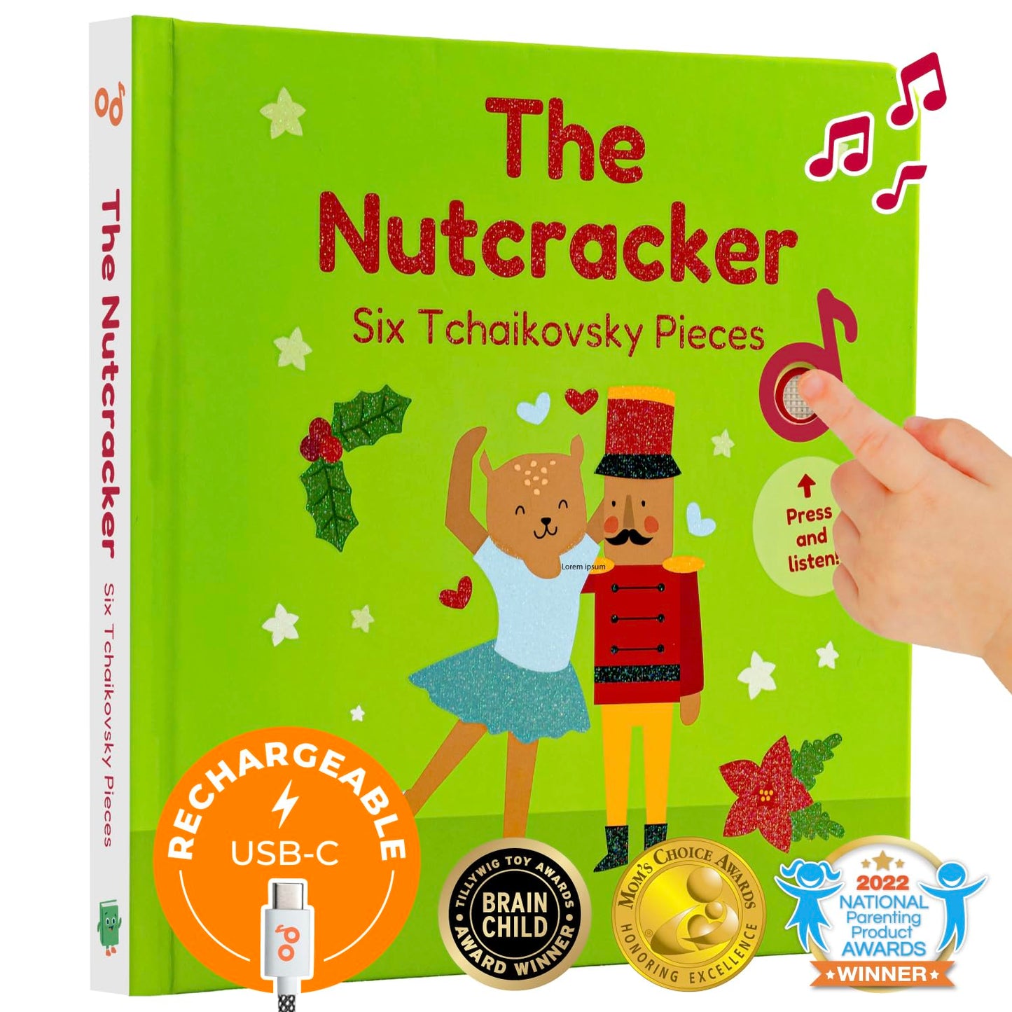 Cali'S Books The Nutcracker Book For Children | Rechargeable Usb Musical Book For Toddlers 1-3 | The 6 Excerpts From Tchaikovsky'S Nutcracker | Ballet Gift For Kids