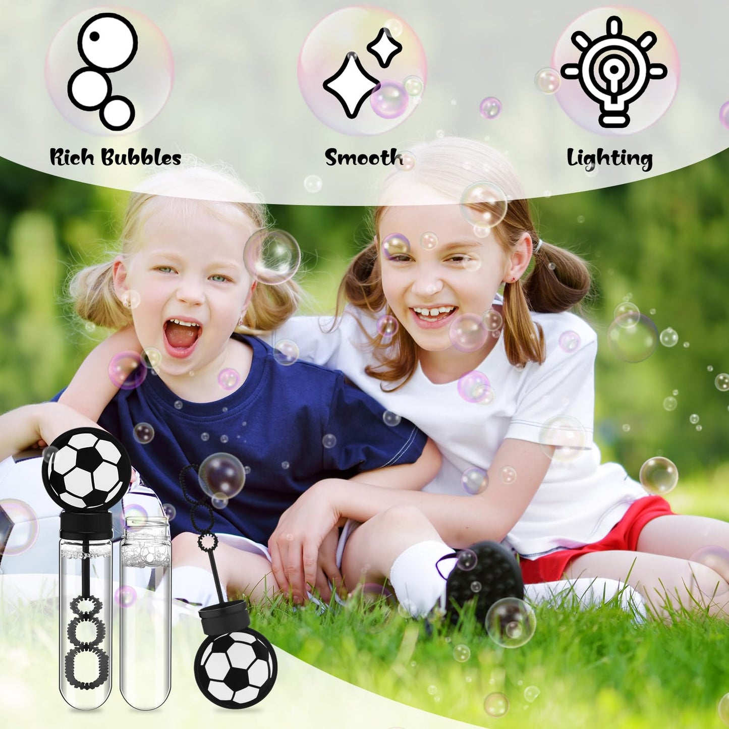 Pullcrease 16 Pcs Soccer Bubble Wands Party Favors Soccer Gifts Birthday Bubble Wand Bulk Soccer Party Decorations Soccer Theme