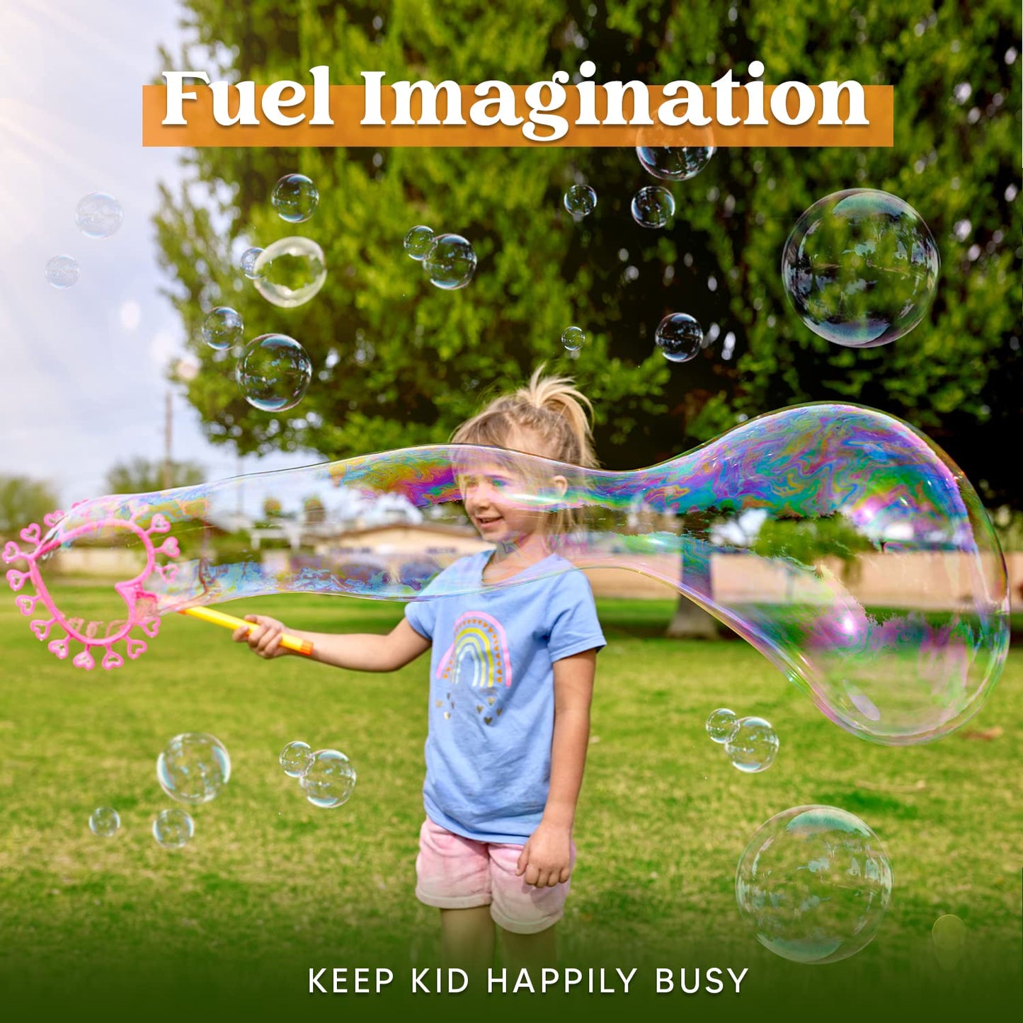 Joyin Big Bubble Wands Set Bulk For Kids Summer Outdoor Activity Party Favors, 18 Pcs Giant Bubble Maker With Tray, 12' Large, 6 Pcs Solution Suitable For All Age People