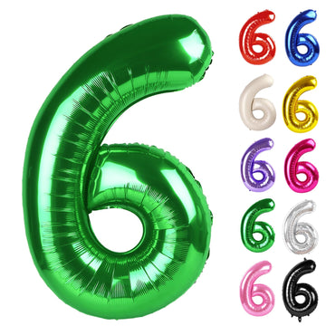 Green Number 6 Balloon 40 Inch, 6 Balloon Number, 6Th Birthday Decorations, Green Party Supplies For Boys Girls