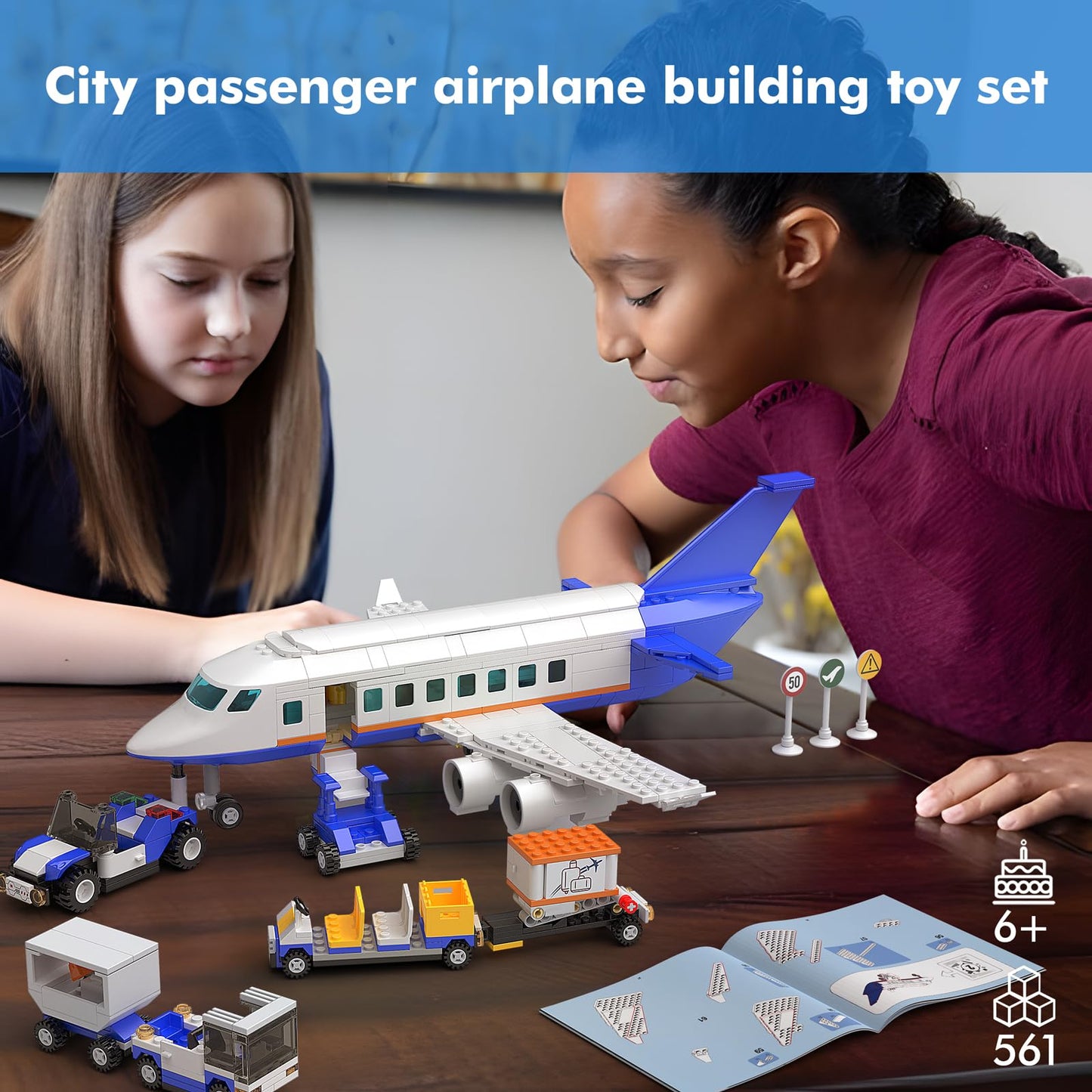 City Passenger Airplane Building Set, Compatible With Lego Plane Blocks Toy, With Plane Trailer, Luggage Truck, Fun Airport Idea