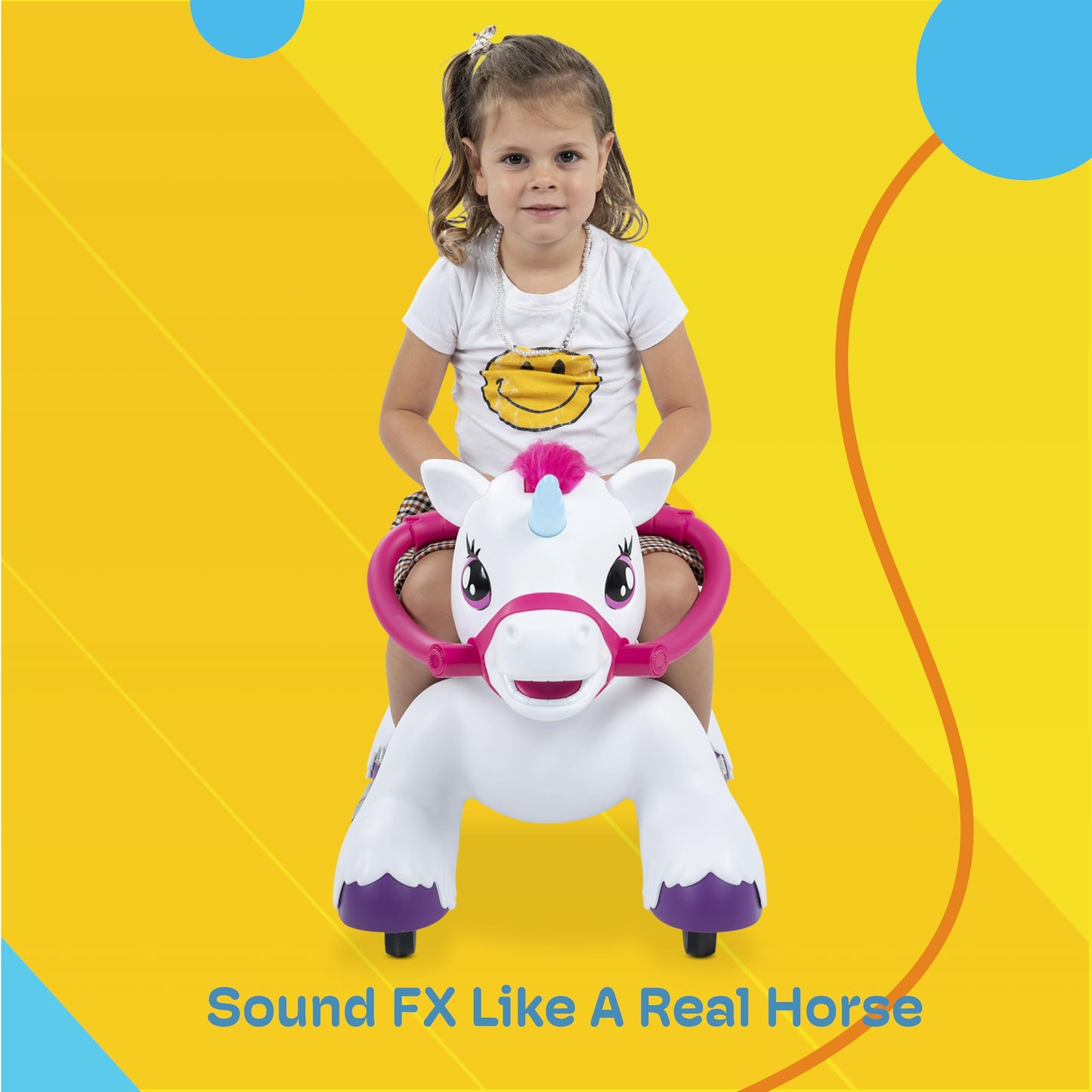 Kidzone 12V Unicorn Ride On Horse Toy For Toddlers 1.5-3 Years Old, Interactive Kids Electric Riding Gift W/Carrot Toy, Comb And