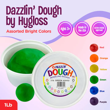 Hygloss Play Modeling Dough - Green Dough Scented - Safe & Non-Toxic For Kids Arts & Crafts - Party Favors - Classroom Supplies - 3Lb