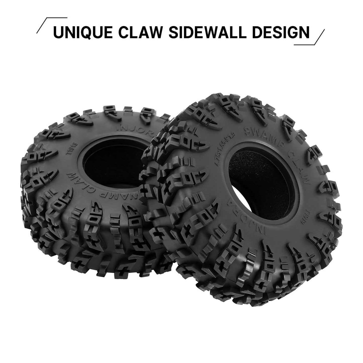 INJORA 1.9'' S3 Swamp Claw Tire - Mud Terrain Wheel Tires for FCX10 1/10 RC Crawler Car Upgrade 120 * 42mm