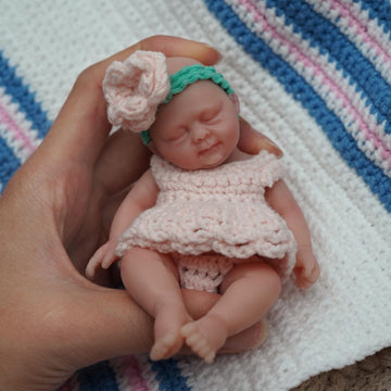 Newtotlove 4.5'' Girl Reborn Doll Micro Preemie Full Body Silicone 13Cm Baby Doll Lifelike Mini