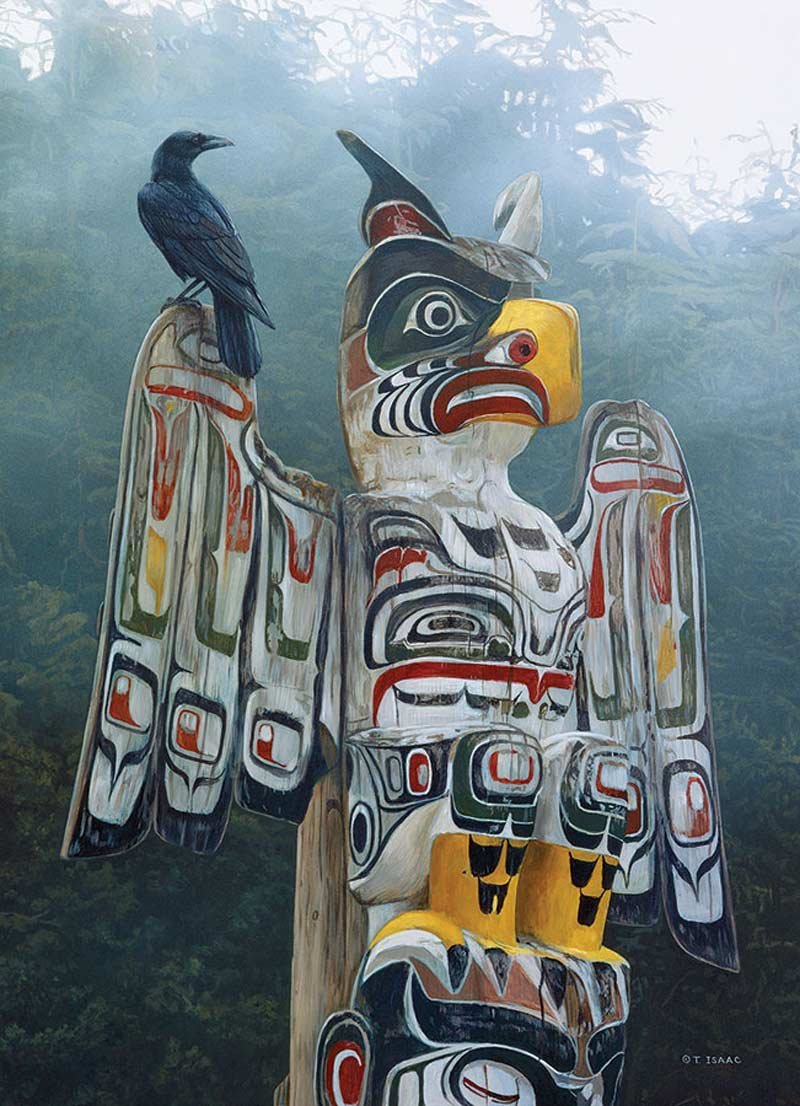 Cobble Hill 1000 Piece Puzzle - Totem Pole In The Mist - Sample Poster Included