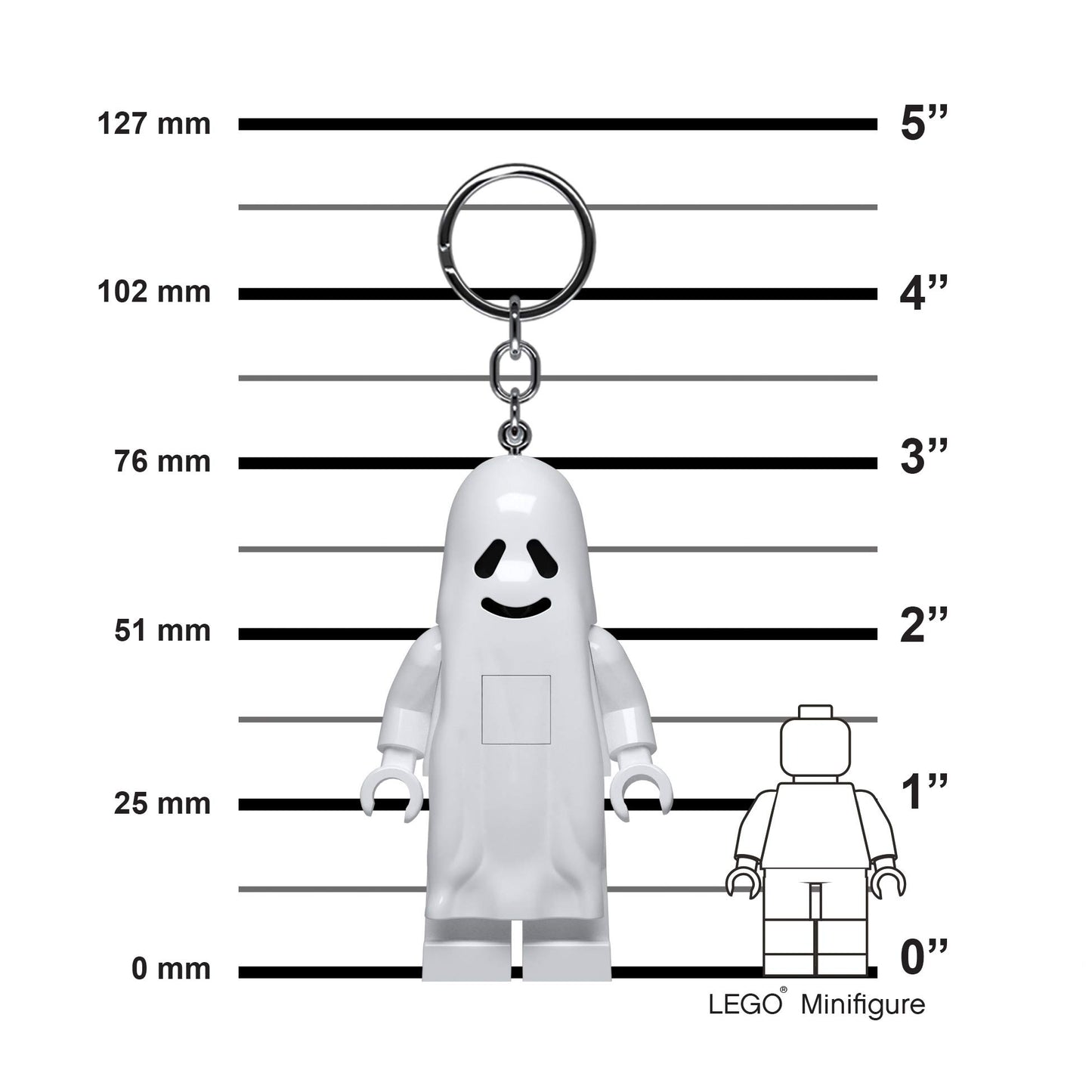 Lego Monster Fighters - Large 3 Inch Tall Figure Keychain Light - Ghost (Ke48H)