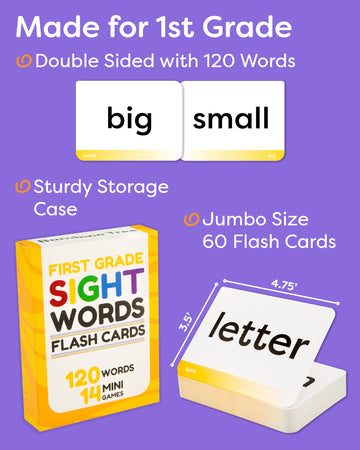 Sight Words Flash Cards 1St Grade - 120 High Frequency Words From Dolch'S And Fry'S Sight Word List For First Grade Ages 6-7 Yea